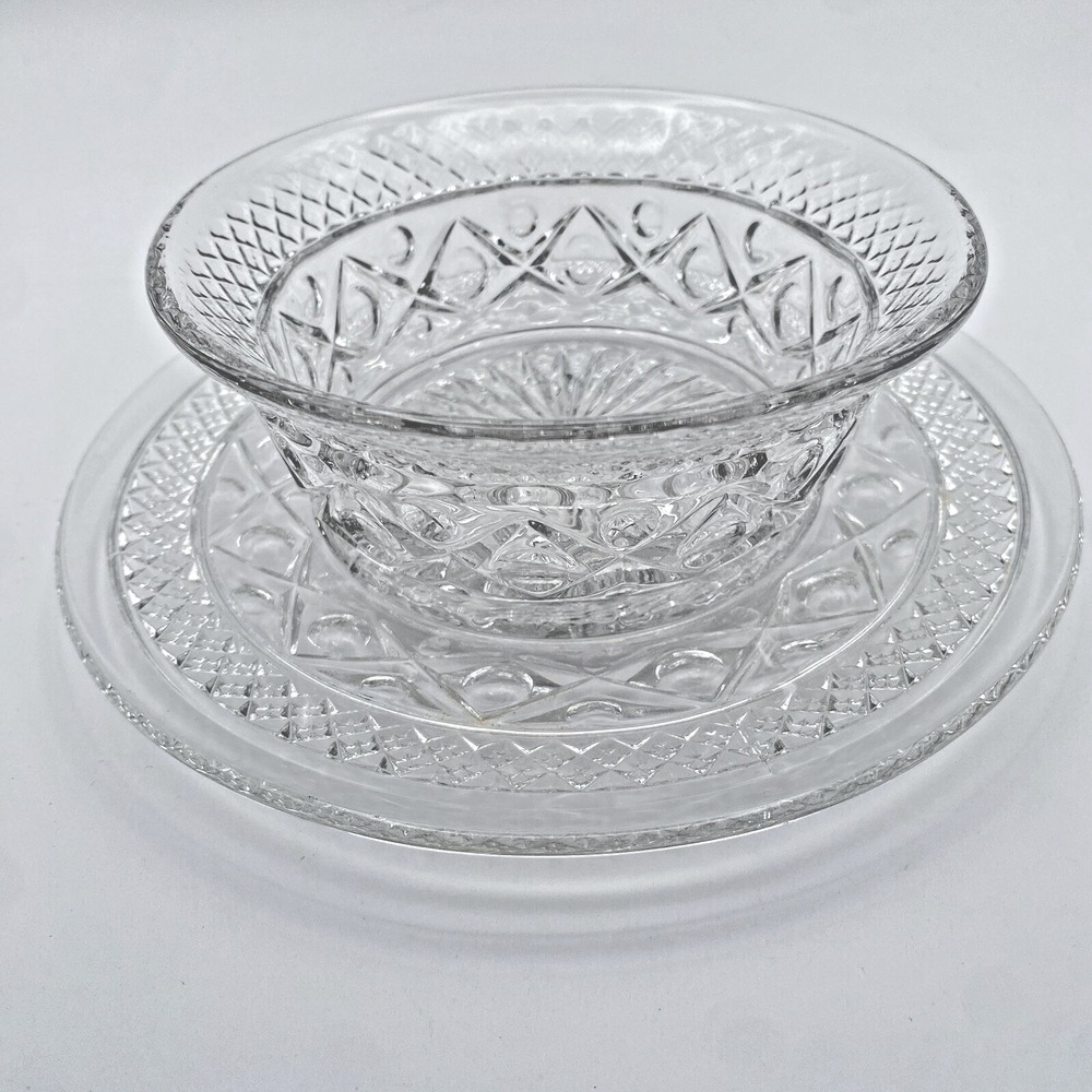 Imperial Glass Cape Cod Mayonnaise or Fruit Bowl & Underplate‎ Mayo Serveware